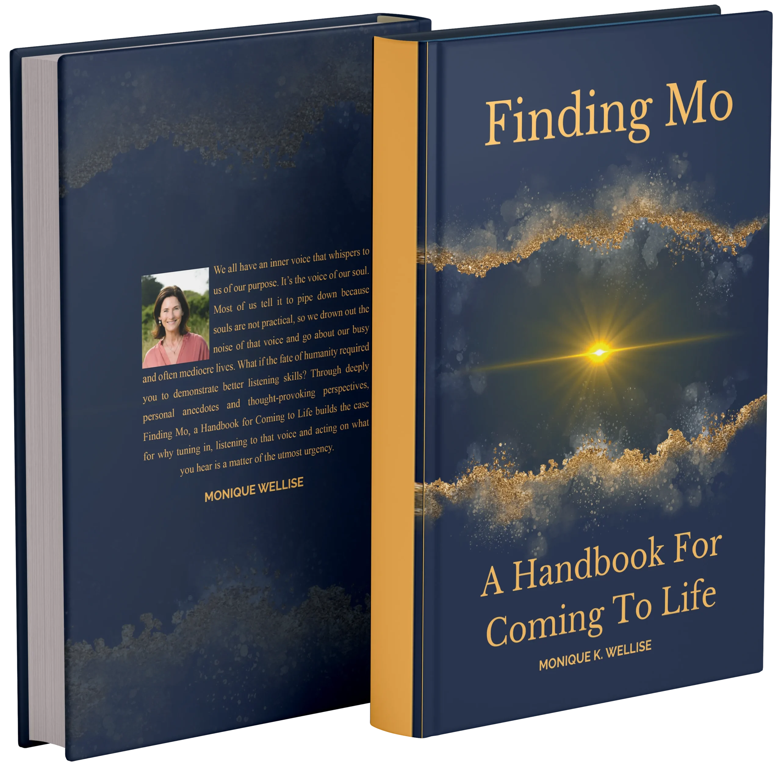 Front and back covers of the book "Finding Mo: A Handbook For Coming To Life" by Monique K. Wellise